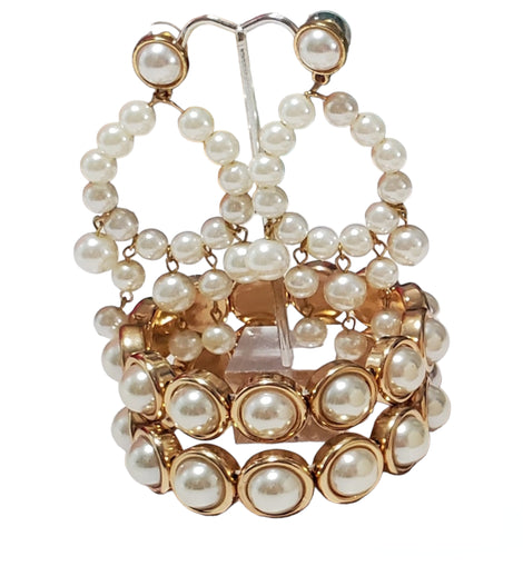 Pearl Chandelier Earing & Bracelets set