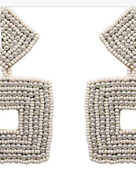 Pearl square beads earings