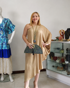 Mocha Shimmering Maxitunic Dress