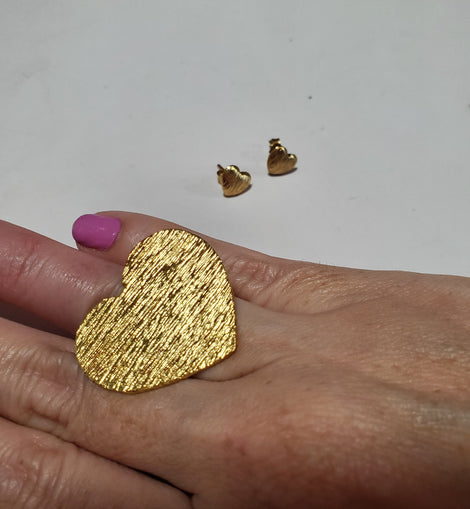 Heart Earings & Ring set