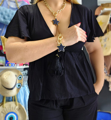 Howlite Single Star Chain Necklace & bracelet set
