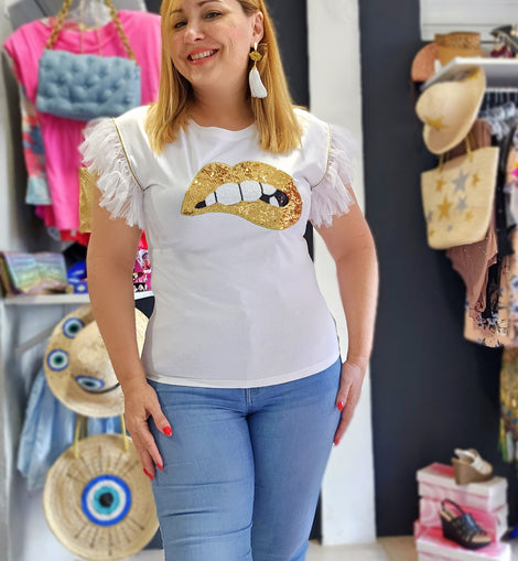 Gold Kiss Sequins top