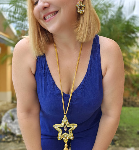 Star Soutache tassel necklace set