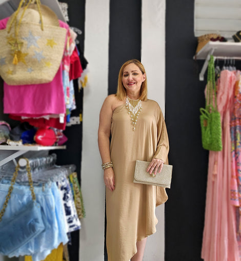 Mocha Shimmering Maxitunic Dress