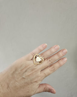 Two tones Matte Heart Ring