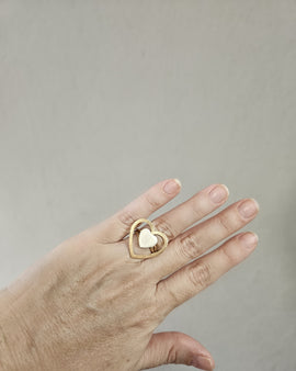 Two tones Matte Heart Ring