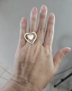 Two tones Matte Heart Ring