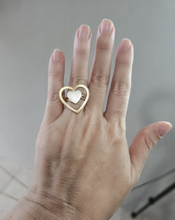 Two tones Matte Heart Ring