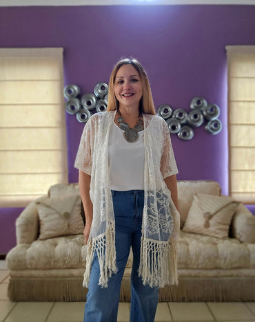 Lace Crochet Fringe Cardigan