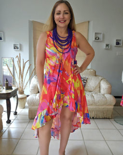 Nahali Multicolor Hi low Maxidress Angelina