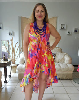 Nahali Multicolor Hi low Maxidress Angelina