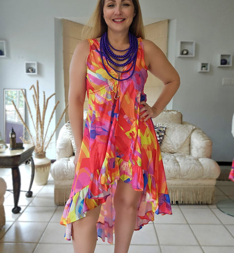 Nahali Multicolor Hi low Maxidress Angelina