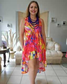 Nahali Multicolor Hi low Maxidress Angelina