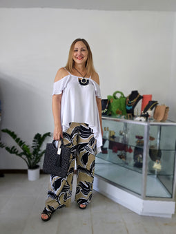 Amanda top & Leaves Pants set