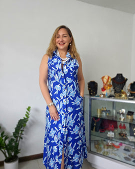 Chambray Floral Maxidress