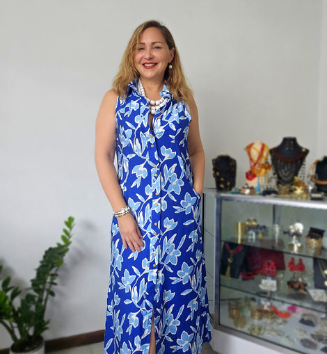 Chambray Floral Maxidress