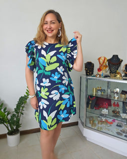 Navy Floral Tunic Dress