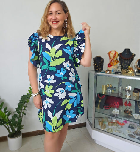 Navy Floral Tunic Dress