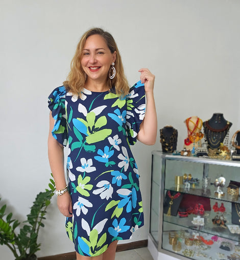 Navy Floral Tunic Dress