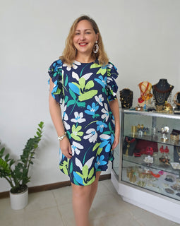 Navy Floral Tunic Dress