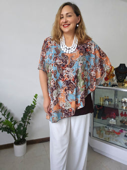Chocolate Paisley mix tunic