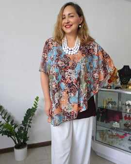 Chocolate Paisley mix tunic