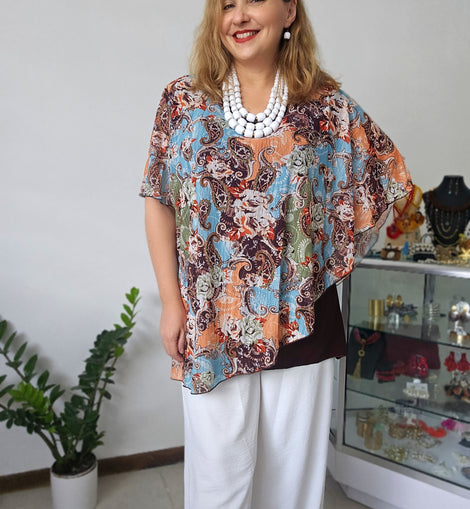 Chocolate Paisley mix tunic