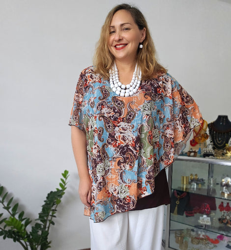 Chocolate Paisley mix tunic