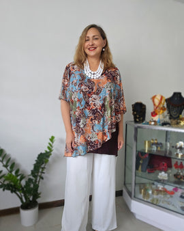Chocolate Paisley mix tunic