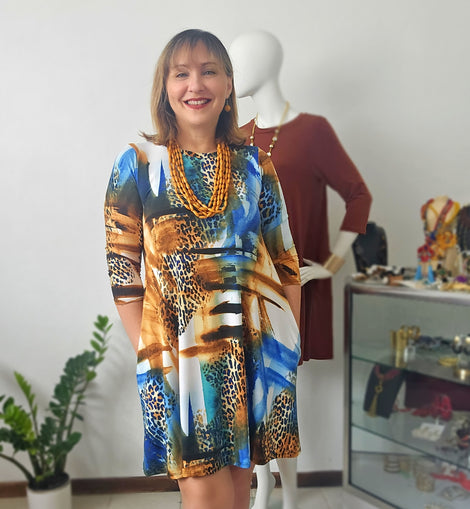 Feathers Brown mix tunic dress