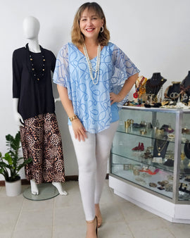 Sheer Rope V Neck tunic