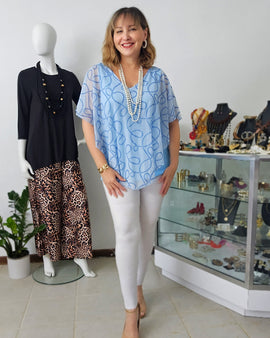 Sheer Rope V Neck tunic