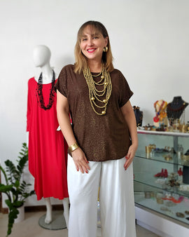 Cholate Gold Sparkles tunic Blouse