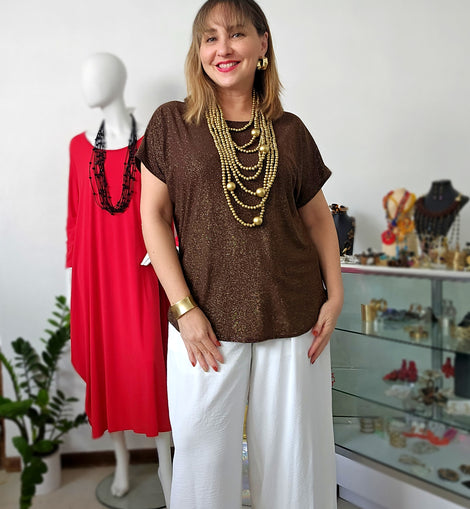 Cholate Gold Sparkles tunic Blouse