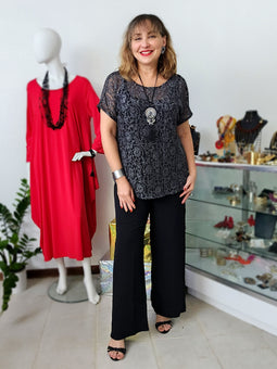 Black & Silver tunic Blouse
