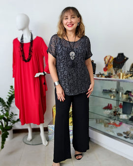 Black & Silver tunic Blouse