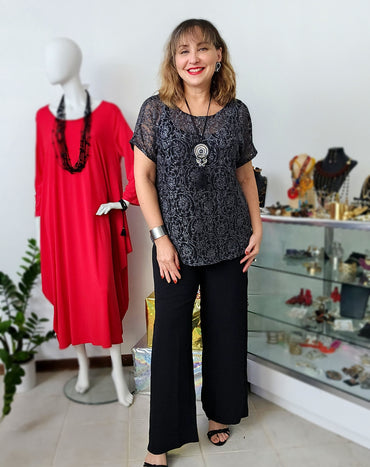 Black & Silver tunic Blouse
