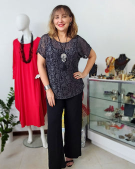 Black & Silver tunic Blouse