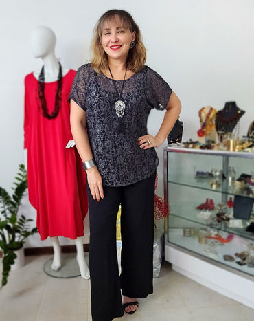 Black & Silver tunic Blouse