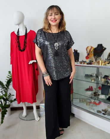 Blusa Glam Noir Metallic