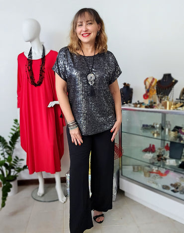 Blusa Glam Noir Metallic