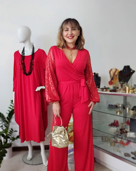 Perfect Jumpsuit Sheer & Sequins Sleeves