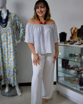 Denim Stripes giupur trim tunic