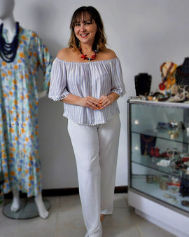 Denim Stripes giupur trim tunic