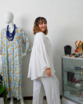 Hi low ballon Sleeves Tunic Blouse