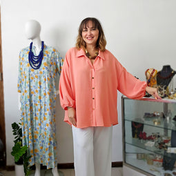 Hi low ballon Sleeves Tunic Blouse