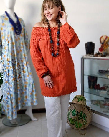 Crochet Cotton off shoulder tunic