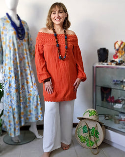 Crochet Cotton off shoulder tunic