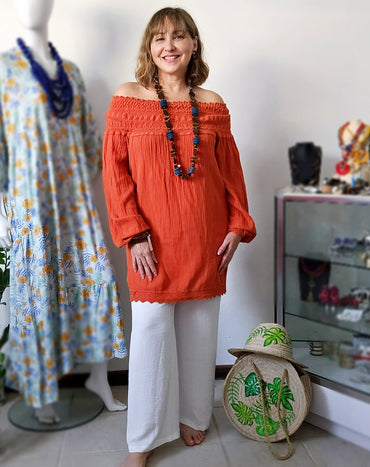 Crochet Cotton off shoulder tunic