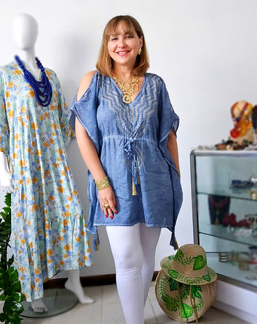 Kaftan Denim Luz Dorada✨️